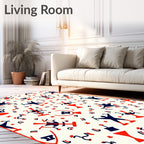 Red Blue Figures Celebration Confetti Rug