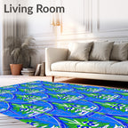 Blue Green White Abstract Scale Rug