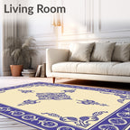 Classic Indigo Floral Border Medallion Rug