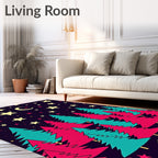 Night Sky Forest Moon Stars Rug