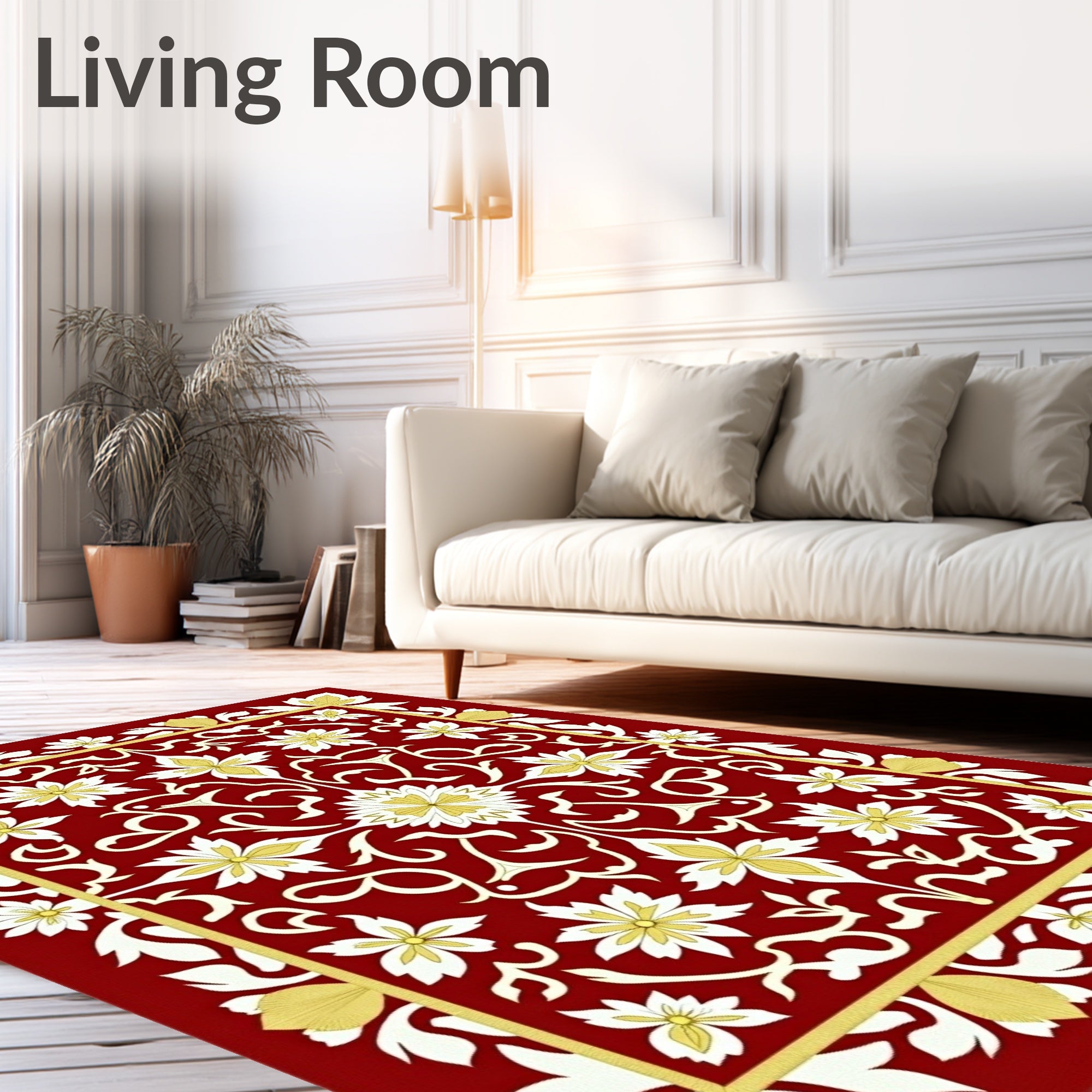 Ornate Red Floral Medallion Rug