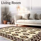 Rich Brown Cream Geometric Diamond Rug
