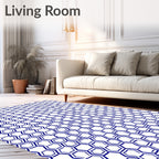 Deep Blue Hexagon Cluster Rug