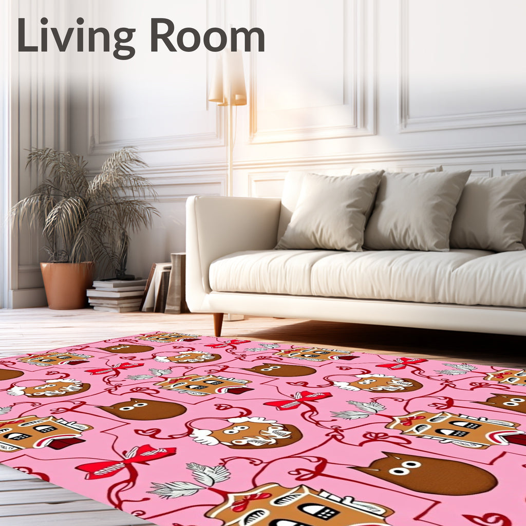 Whimsical Gingerbread House Owl Ribbon Rug