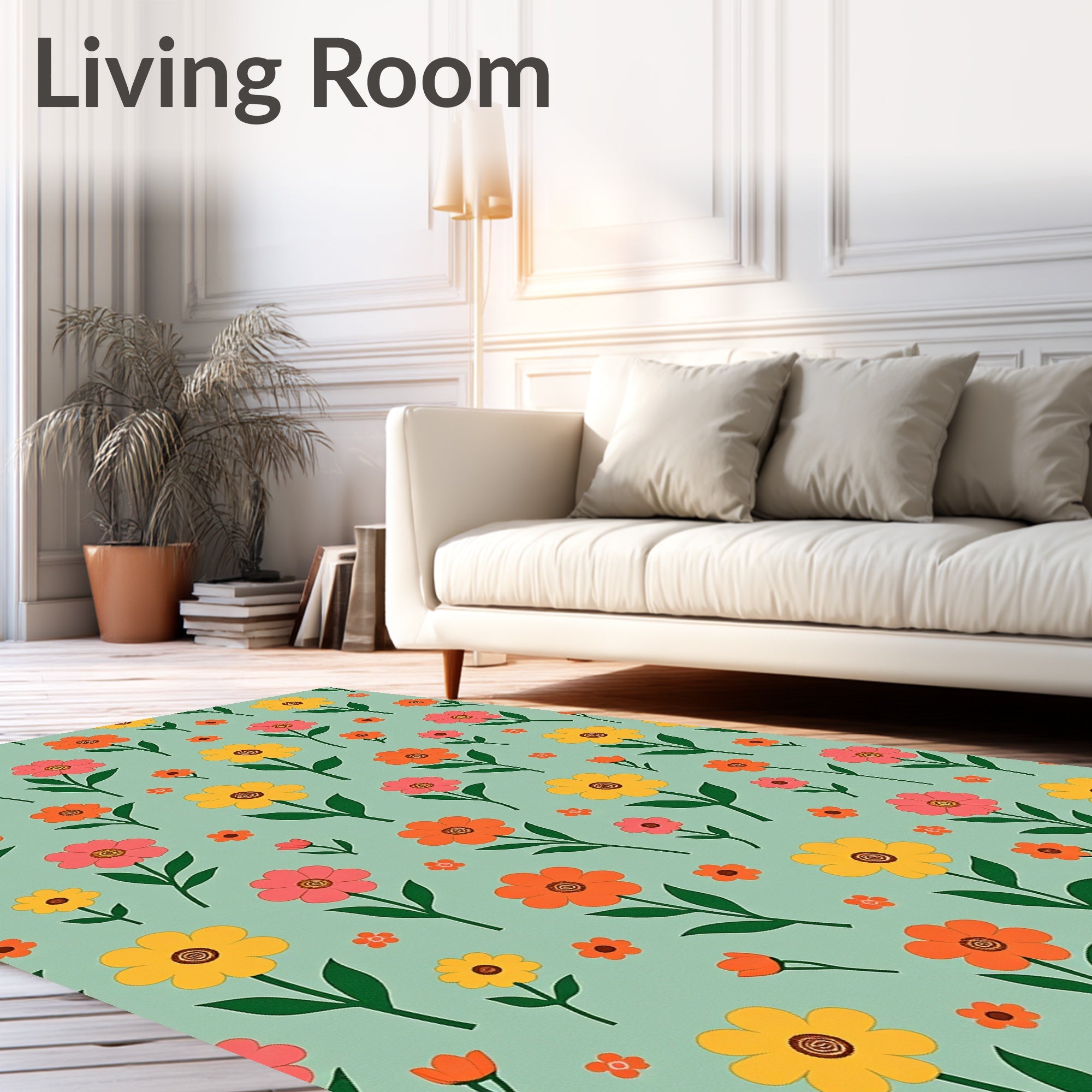 Retro Floral Garden Blooms Rug