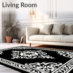 Black and White Ornate Star Medallion Rug