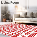 Red Tribal Wave Stripe Arrangement Rug