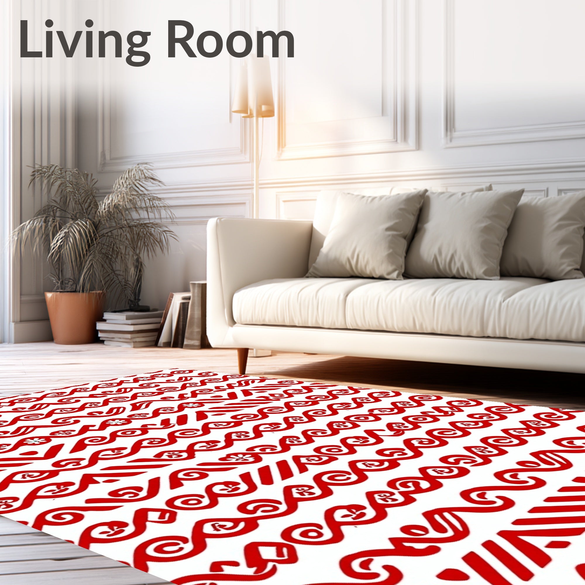 Red Tribal Wave Stripe Arrangement Rug