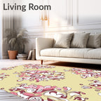 Abstract Pink Floral Swirls Rug