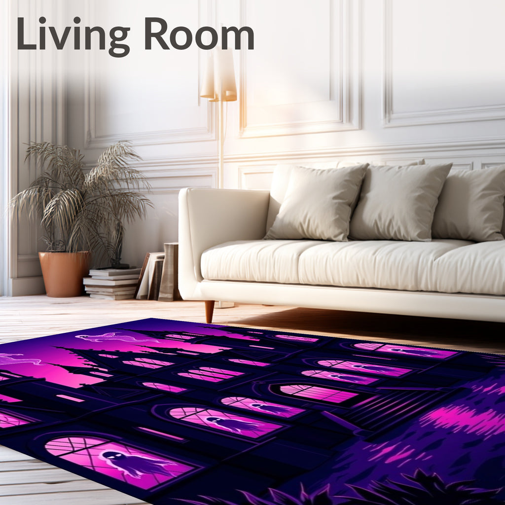 Haunted Gothic Mansion Ghost Scene Rug