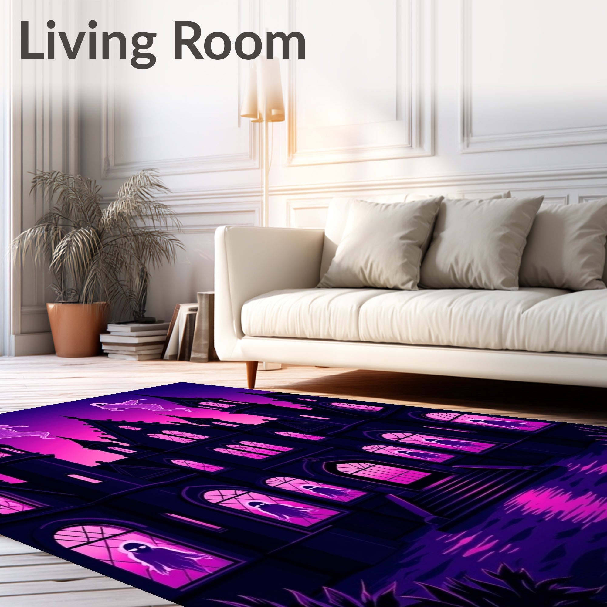 Haunted Gothic Mansion Ghost Scene Rug
