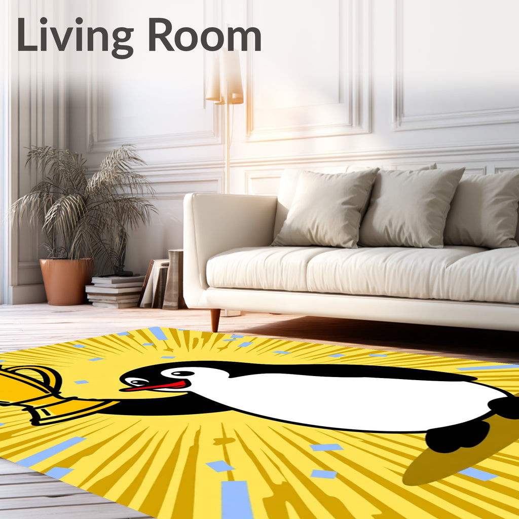 Joyful Penguin Trophy Celebration Rug