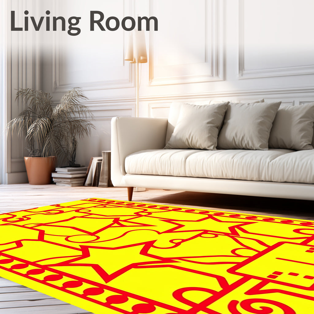 Red Starburst Geometric Panel Rug