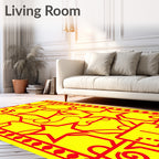 Red Starburst Geometric Panel Rug