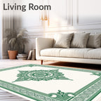 Emerald Green Medallion Floral Border Rug