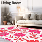 Fiery Pink Daisy Botanical Repeats Rug