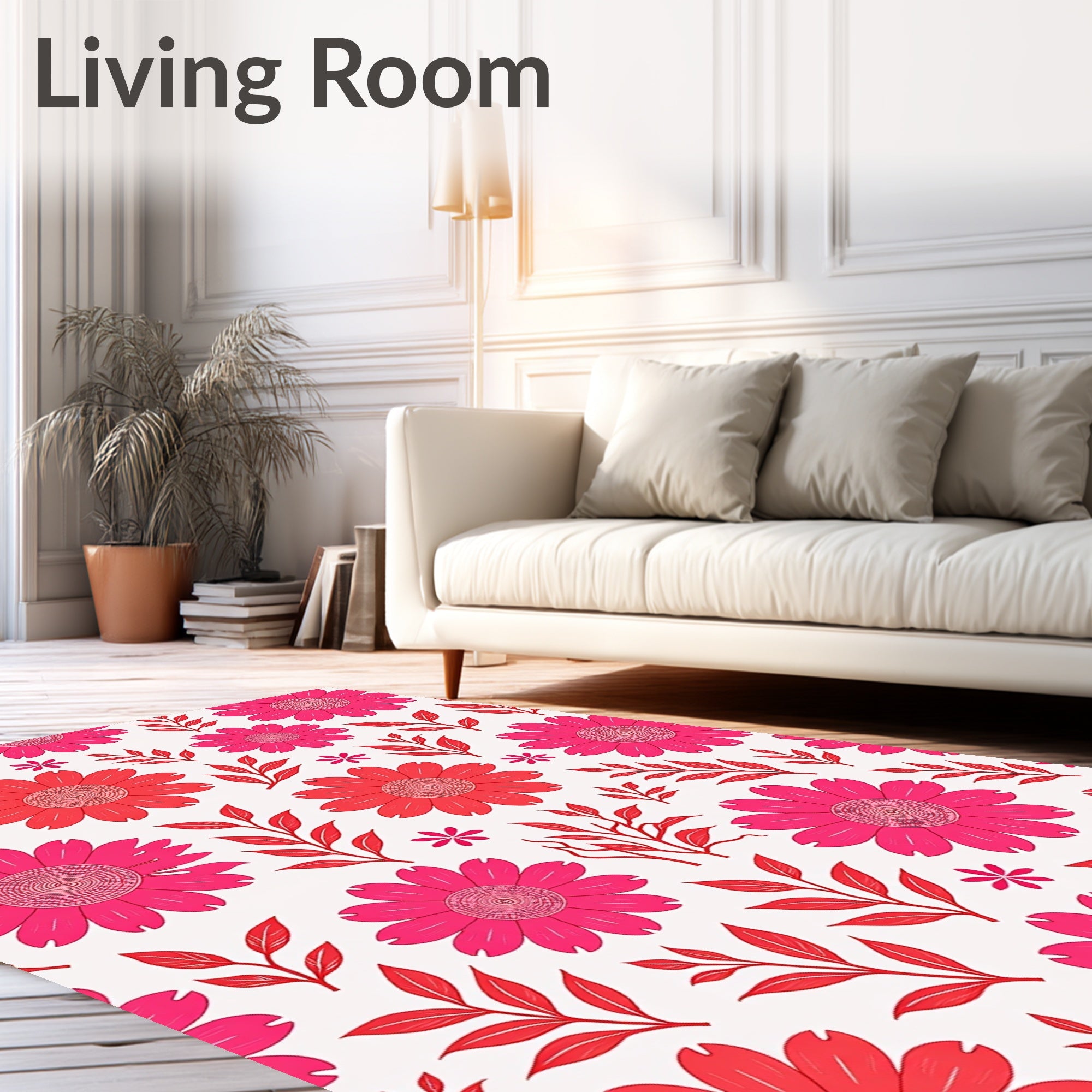 Fiery Pink Daisy Botanical Repeats Rug