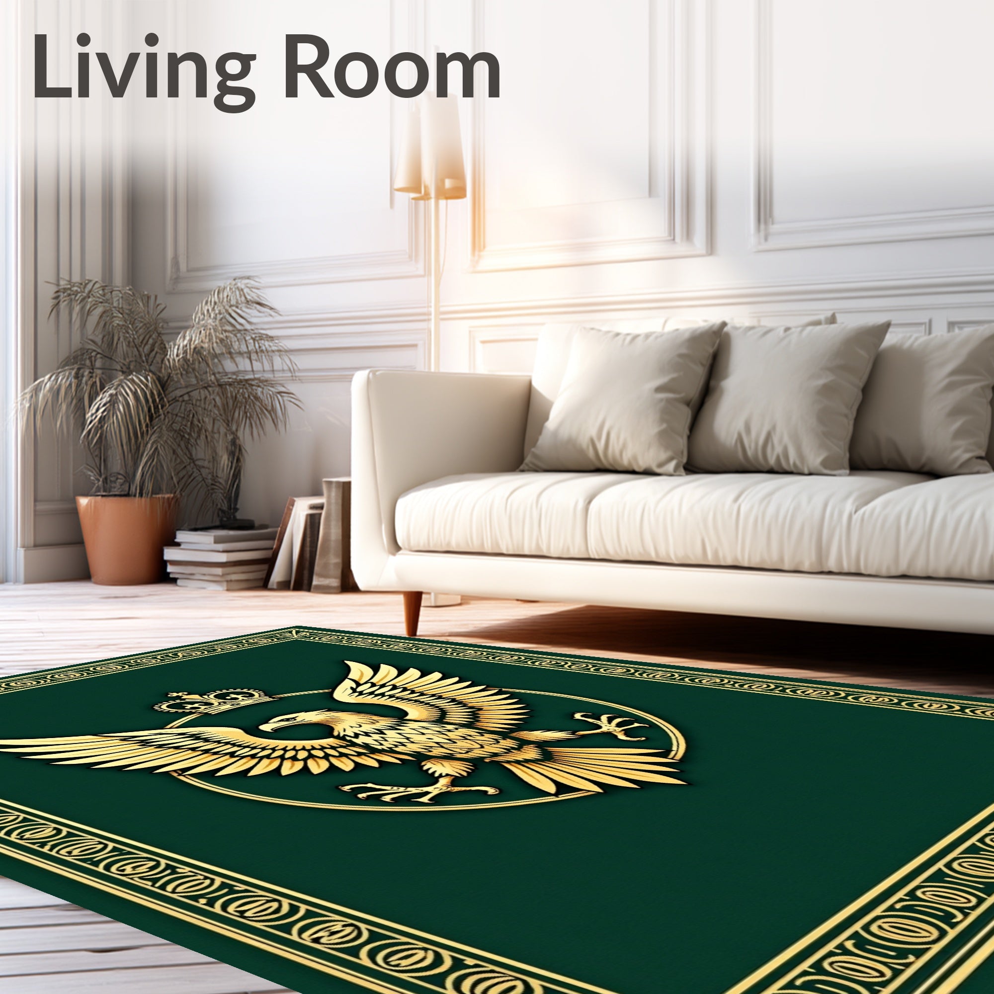 Golden Eagle Crest Emblem Rug