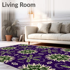 Emerald Green Ivory Floral Medallion Swirl Rug