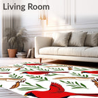 Vibrant Red Cardinal Garden Collection Rug