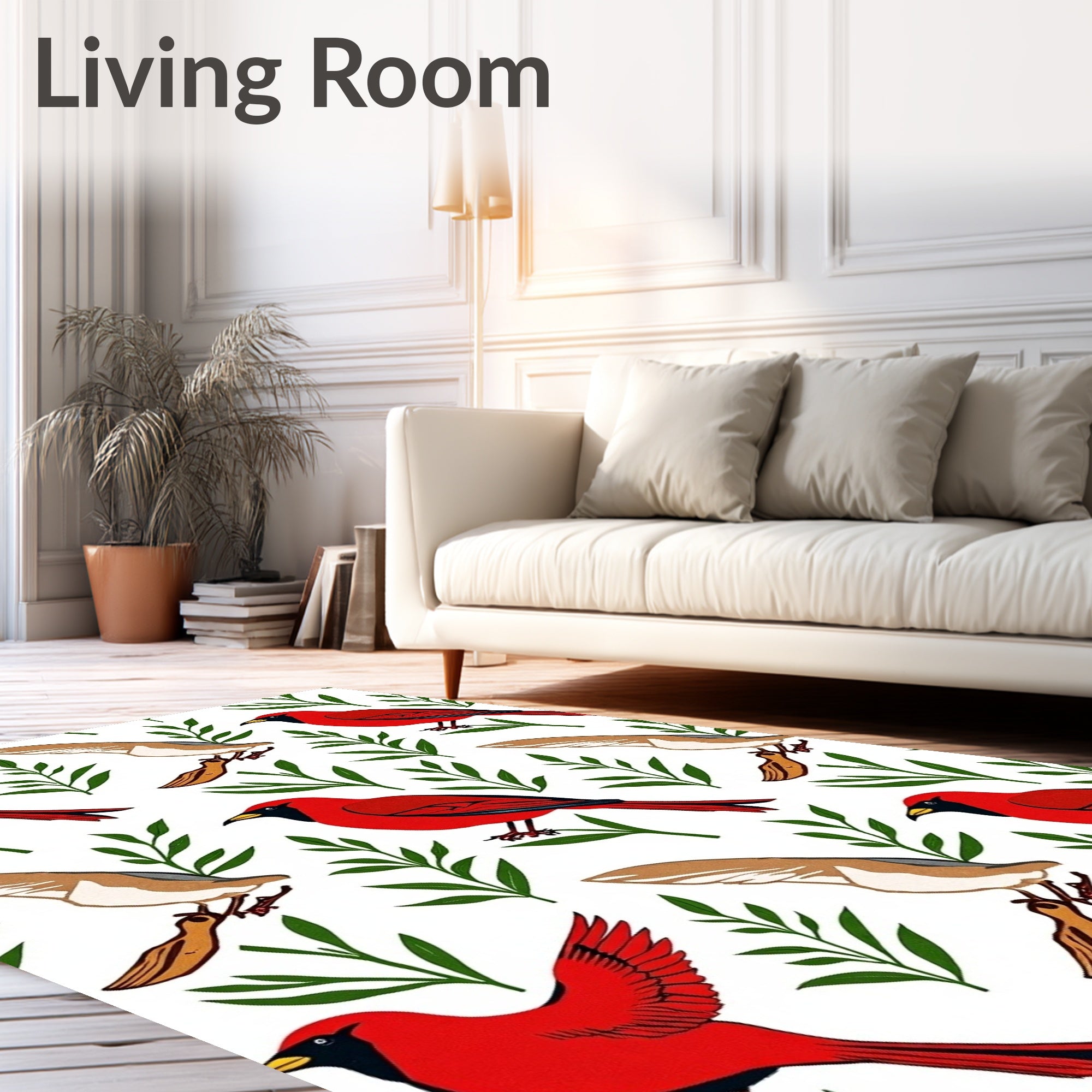 Vibrant Red Cardinal Garden Collection Rug