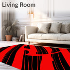 Bold Red Diagonal Stripe Swirl Rug