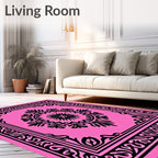 Bold Pink Botanical Medallion Rug
