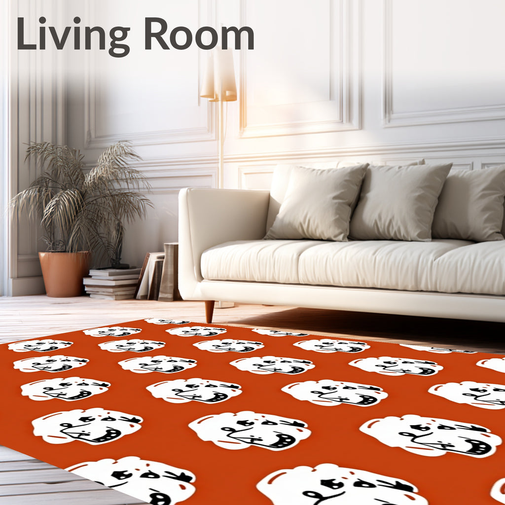 Playful White Puppy Face Terracotta Rug