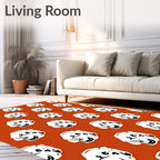 Playful White Puppy Face Terracotta Rug