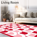 Red Pink Heart Lattice Overlay Rug