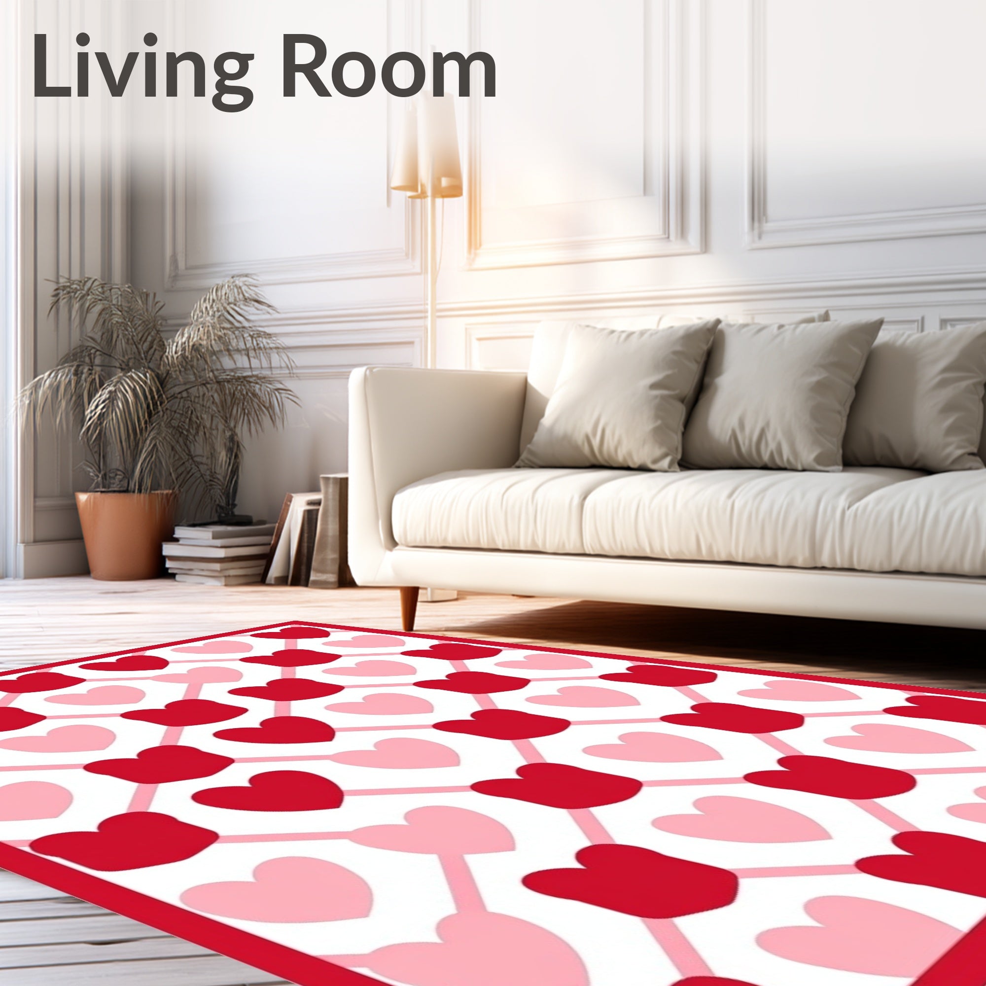 Red Pink Heart Lattice Overlay Rug