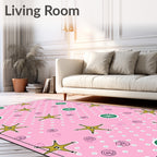 Pink Starburst Whimsical Circles Rug