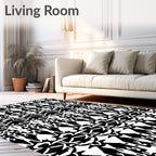 Black White Geometric Tribal Weave Rug