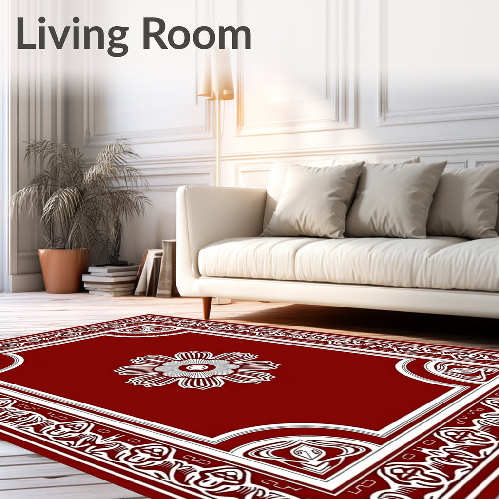 Classic Crimson Floral Medallion Rug