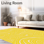 Golden Swirls Abstract Line Rug
