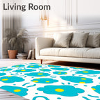 Teal Yellow Blob Scatter Rug