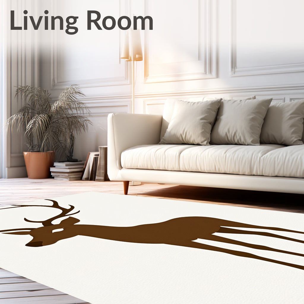 Brown Deer Silhouette Large Antlers Rug