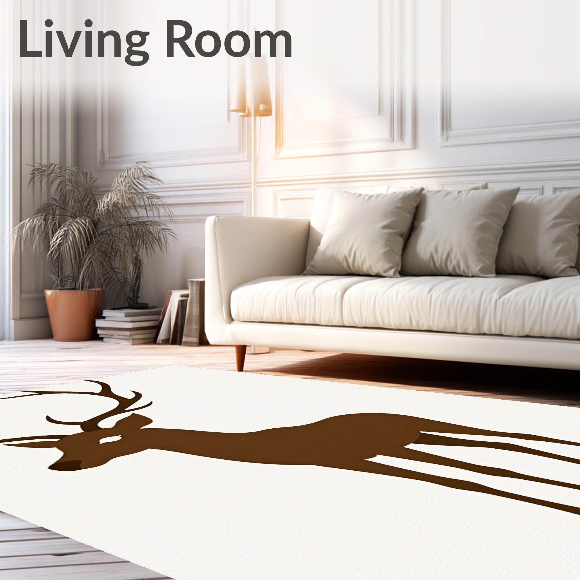 Brown Deer Silhouette Large Antlers Rug