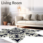Intricate Navy Floral Starburst Rug