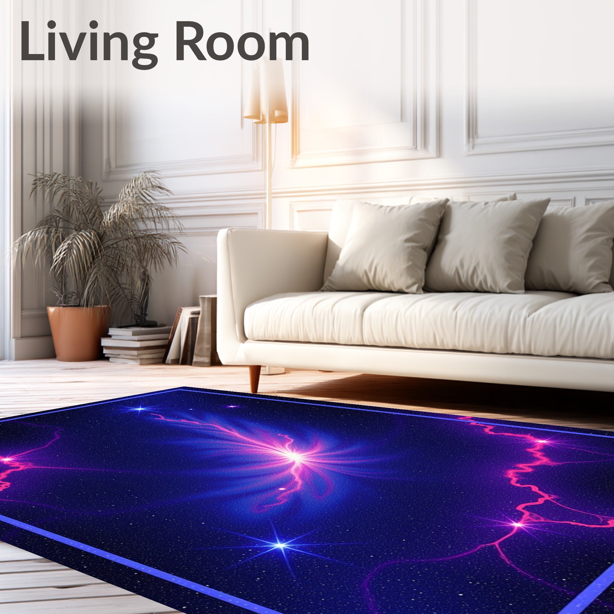 Cosmic Nebula Purple Electric Burst Rug