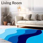 Deep Blue Wave Layered Rug