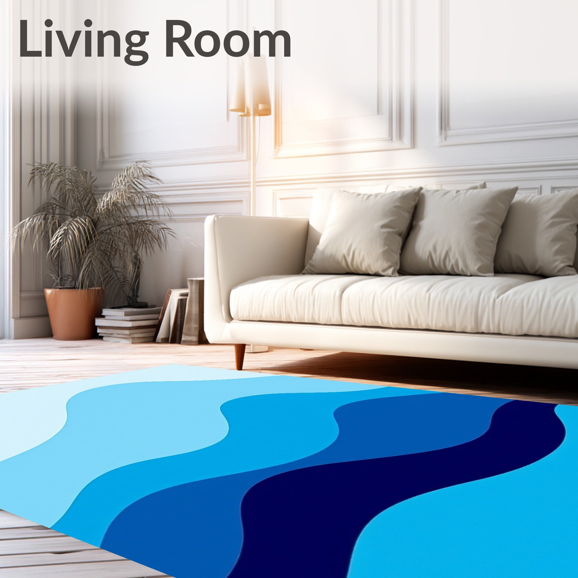Deep Blue Wave Layered Rug