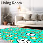 Cartoon Stars and Popcorn Teal Rug