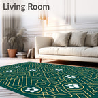 Emerald gold intricate floral maze Rug