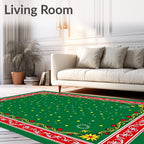 Red Green Festive Floral Scattered Dots Rug