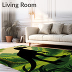 Prehistoric Black Dinosaur Forest Rug