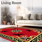 Rich Red Black Gold Bird Medallion Rug