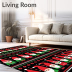 Red Green Christmas Gnomes Border Rug