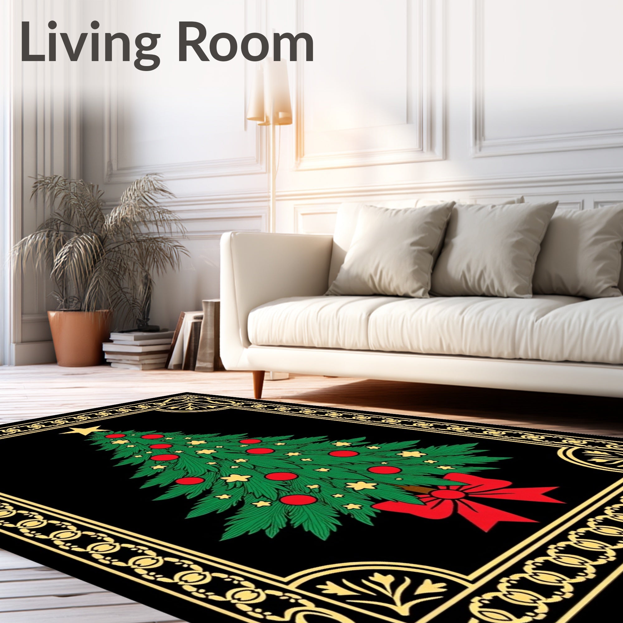 Vintage Red Bow Christmas Tree Rug