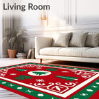 Festive Red Green Christmas Trees Rug